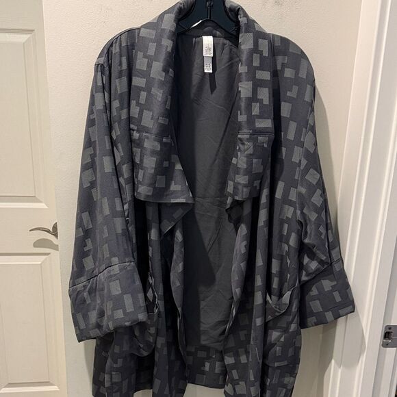 MarlaWynne Gray Artsy Geometric Design Kimono Open Front size XL - Picture 1 of 11